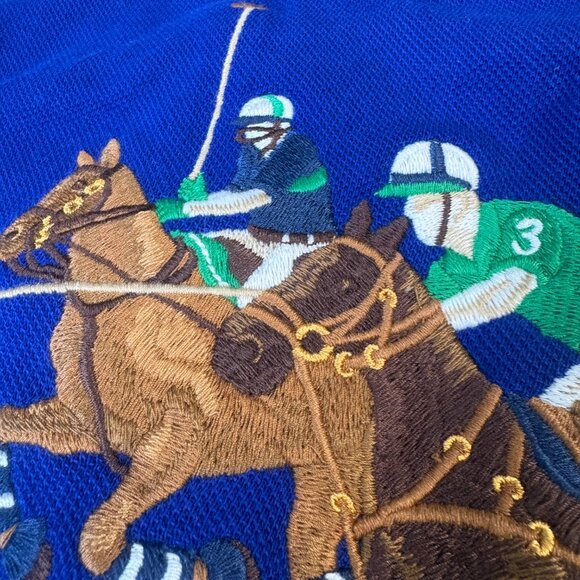 Polo Ralph Lauren men's Custom Slim Fit Triple-pony Polo Shirt blue size L large - Picture 12 of 12